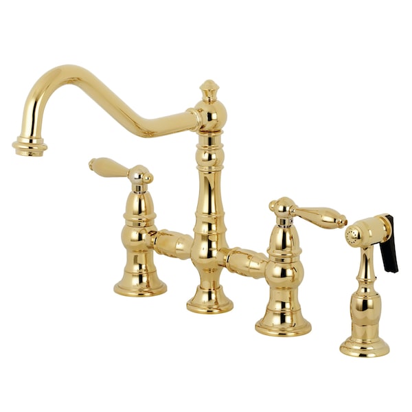 Kitchen Faucet W/ Side Sprayer, Polished Brass